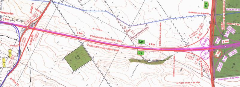 Balatonakarattya 2,5 km, 2x1 sáv új nyomvonalon, különszintú csomópont Engedélyezési terv elkészült, építési engedély