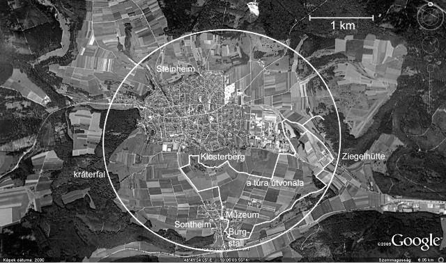 Hozzánk legközelebb, elérhető távolságban és kráterre emlékeztető megjelenéssel németországban találunk becsapódási nyomokat.