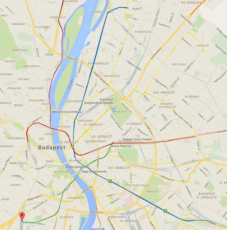 M2 Déli pályaudvar Örs vezér tere Hossz: 10,3 km Állomások száma: 11 Csúcsidőszaki követési idő: 2 22 Menetidő: 18 perc Forduló idő: 45 perc Újpest Központ M1 Vörösmarty tér Mexikói út Hossz: 4,4 km