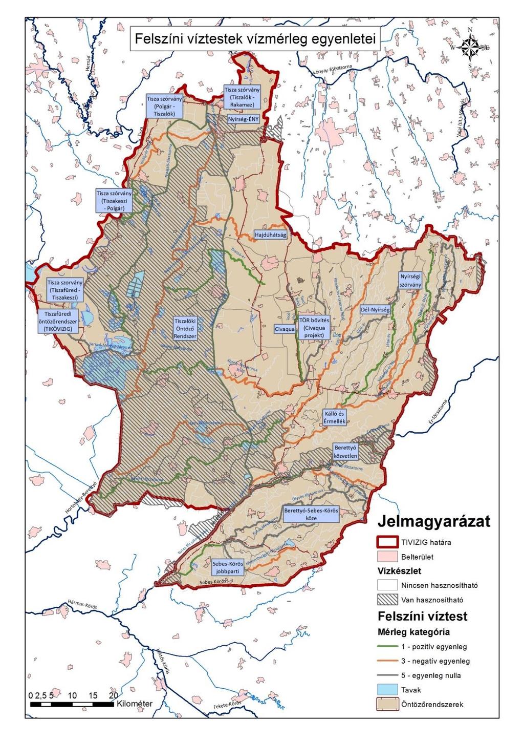 18. ábra: Víztestek vízmérleg egyenlegei és elérhető vízkészletek A következő