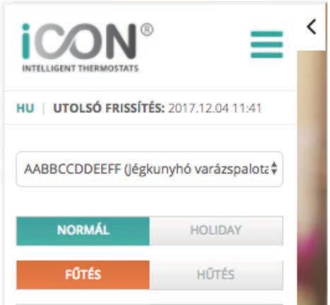 Holiday mód bekapcsolása A Holiday mód bekapcsolásakor aktiválódik minden termosztátban egy el!re beállított h!mérésklet. Az el!re beállított h!mérséklet f#tés esetén 17 C, h#tés esetén 30 C.