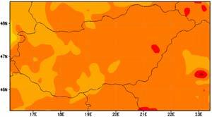 (T közép,3 nap > 27 C) A1B: 2021 2050 5