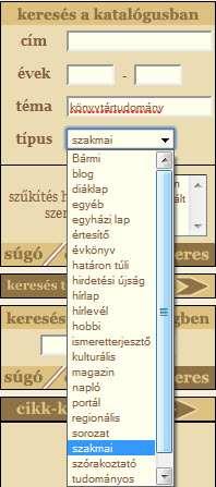 A tematikus kiadvány- kereső 16. ábra: A gyorskeresés funkció Kiadványok téma szerinti jellemzése összetett feladat. Ezt az EPA úgy oldja meg, hogy két tematikus rendszert kapcsol össze: 1.