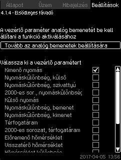Az összefüggés beállítása úgy történhet, hogy a vezérlőpanelen keresztül beír értékeket egy legfeljebb nyolc pontból álló táblázatba foglalva.