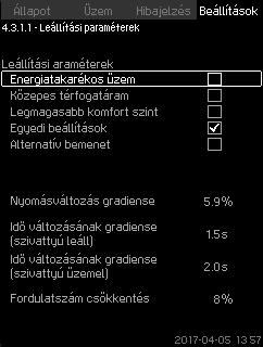 Magyar (HU) Start/stop sáv: 5-30 % Egy szivattyú névleges térfogatáramának (Qnévl.) 2-50 %- a.