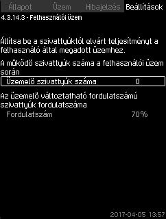 Magyar (HU) 8.7.40 Felhasználói üzem (4.3.14.3) 8.7.41 Szivattyú jelleggörbe (4.3.19) 93.