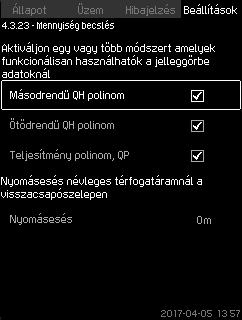 forrása. A szabályozó forrás a CU 352. 8.7.43 Fix hozzáfolyási nyomás (4.3.22) 101. ábra Mennyiség becslés A 8.7.41 Szivattyú jelleggörbe (4.3.19) című részben leírtak szerint, a CU 352 képes optimalizálni a működést, a jelleggörbe, és a motor adatok alapján.