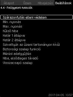 Magyar (HU) 8.7.47 Multiszenzor beállításai (4.3.25.1) 8.7.48 Felügyeleti funkciók (4.4) 104.