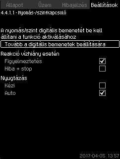 8.7.49 Szárazonfutás elleni védelem (4.4.1) 8.7.50 Nyomás-/szintkapcsoló (4.4.1.1) Magyar (HU) 106.