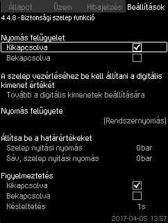 Magyar (HU) 8.7.58 Biztonsági szelep funkció (4.4.8) 115.