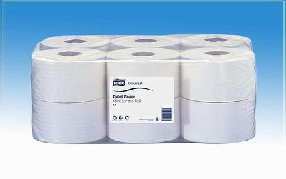 .2.1.WC-Papírok BKH9031311 Kétrétegű mini jumbo WC papír, fehér, D190 mm-es tekercsben.