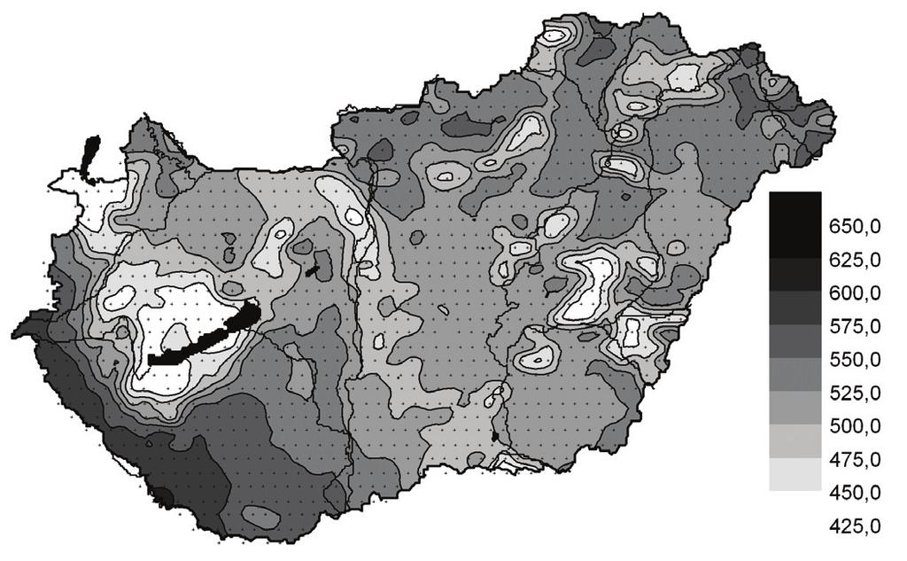 Magyarország többrétegű talajmodell alapján becsült vízmérlege a XX. században 77 Víztöbblet (mm m -2 hónap -1 ) 16 14 12 10 8 6 4 2 0 fű mg.-i terü