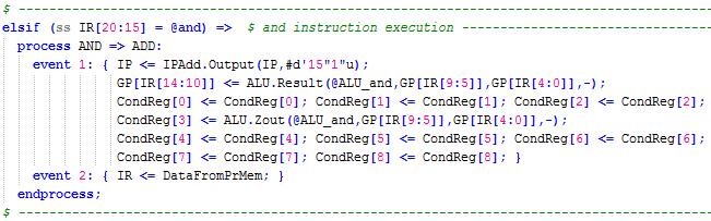 4-16. ábra - "cssid_c" és "cssid_d" jelek definiálása az A 2 RTL leírásban Folyamat: Az A 2 RTL leírás feltétel kifejezésekből és az azok teljesülése esetén végbemenő műveleteket leíró