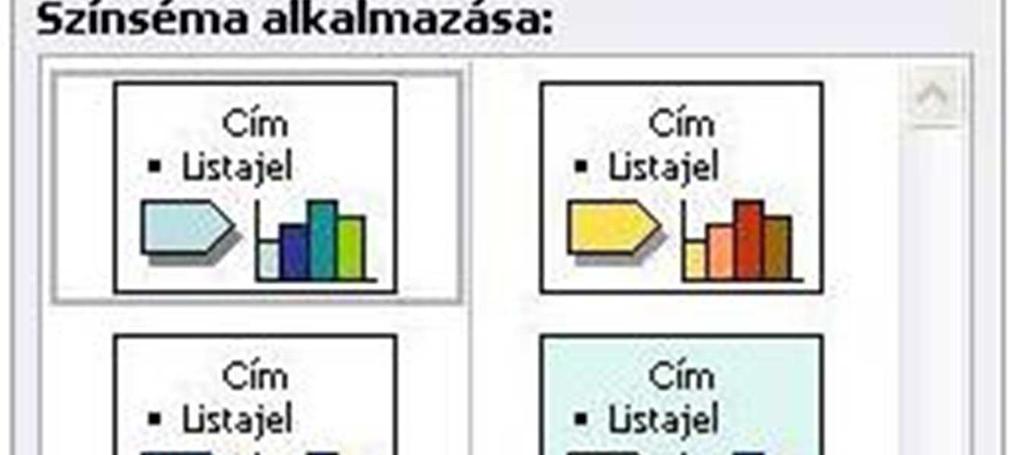 Bemutatósablont a bemutató első készítésekor, az Előadás-tervező varázsló segítségével használhatunk.