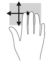 Helyezze három ujját az érintőtábla zónájára, majd könnyű, gyors mozdulattal mozgassa ujjait felfelé, lefelé,