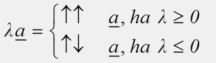 14.3.1. Műveletek vektorokkal: Skalárral való szorzás Ha λ valós szám, akkor az a vektorλskalárral történő szorzatán azt aλa vektort értjük, amelyre λa = λ a λa a Így aλskalárral való szorzás λ