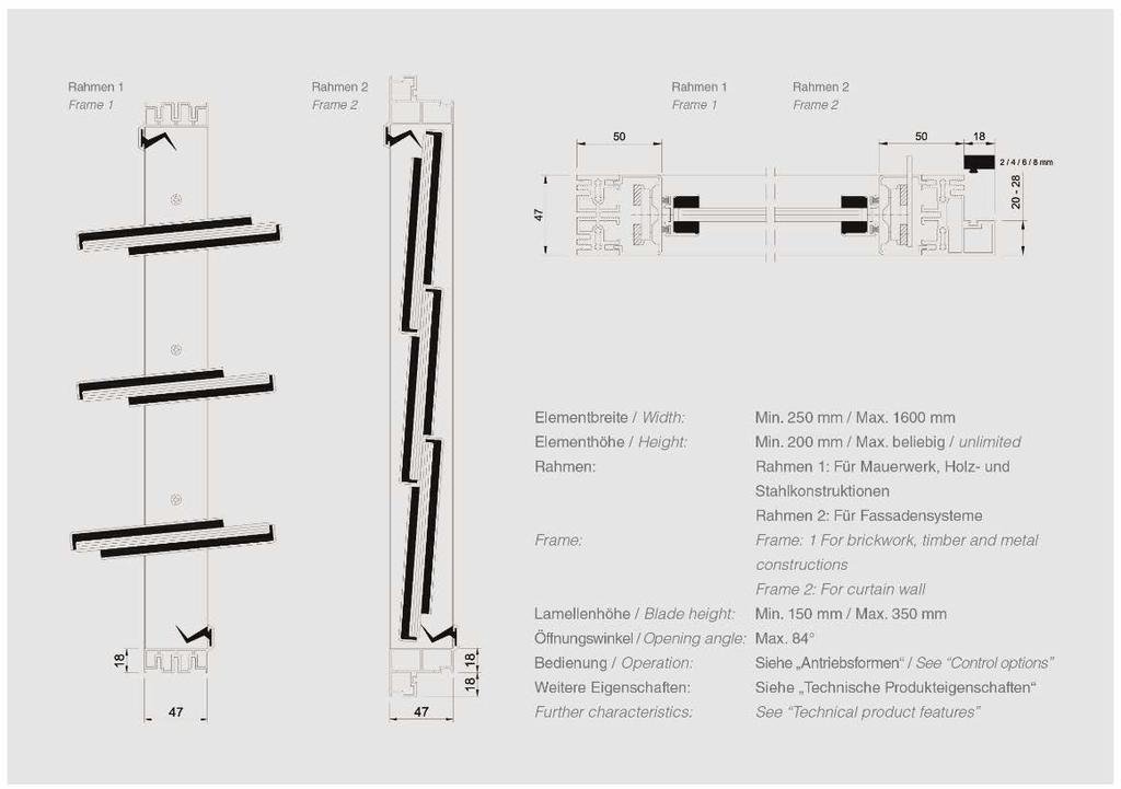 HAHN S9 lamellás ablak Standardglas RWA EN 12101-2 Luftdichtigkeit EN 12207 Schlagregendichtigkeit EN 12208