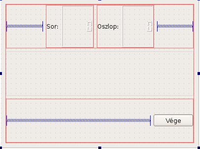 Típus Név Beállítások QLcdNumber lcdrow QLcdNumber lcdcol ButtonGroup buttongroup Promote: ButtonGroup QPushButton exitbutton Text: Vége QWidget MainForm Text: buttons3 projekt QLabel label1 Text: