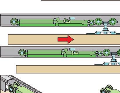 mechanizmus egy ajtószárny egyirányú csillapítását és önbehúzását biztosítja.