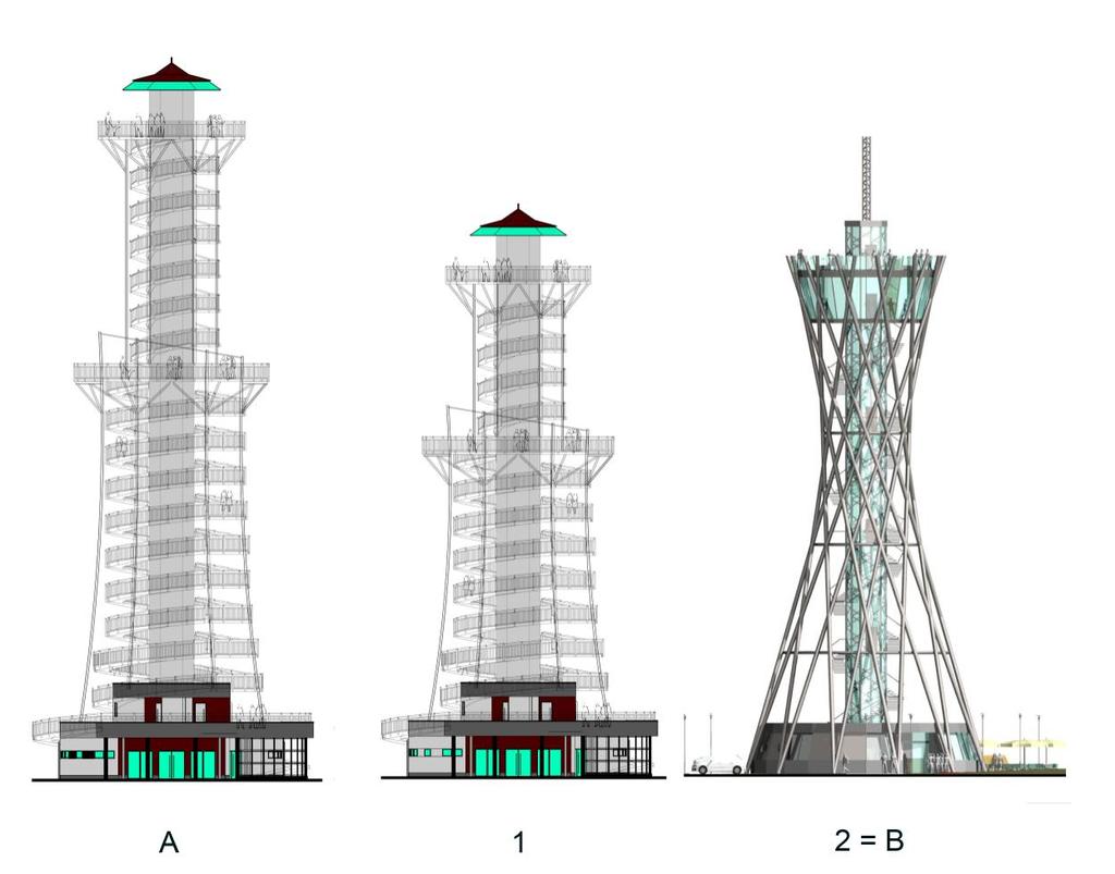 2. Funkcionalnost in estetika: Ugotovitve: Pri varianti A je ideja»svetilnik v Panonskem morju«dobesedno povzeta v izrazito inženirski konstrukciji Varianta B se opira na idejo pletenja košar,