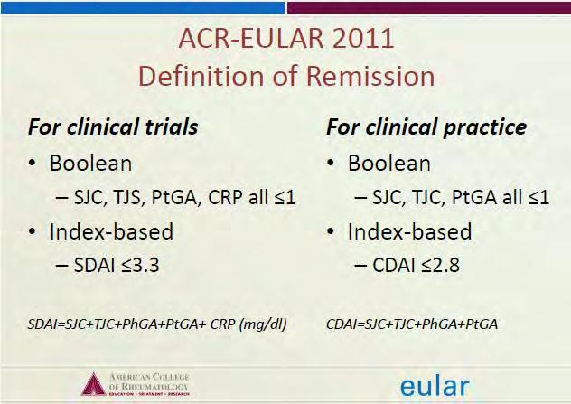 ACR/EULAR Remission Criteria educational slides 2011