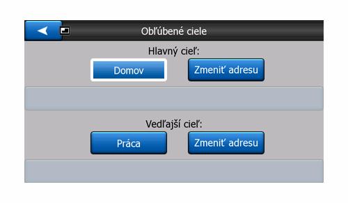 Na určenie umiestnenia môžete použiť rovnaké možnosti ponuky Hľadať (Strana 56) ako pre cieľ trasy a v závislosti od tohto výberu a dostupných informácií sa umiestnenie bude zobrazovať ako adresa