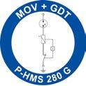 mechanizmus által. P-HMS 280 G 12,5 ka al (10/350 µs) pólusonként és 50 ka (10/350 µs) 4 pólusig. Optimális ár-/teljesítményarány. Max. biztosíték 160 A gl/gg. Min.