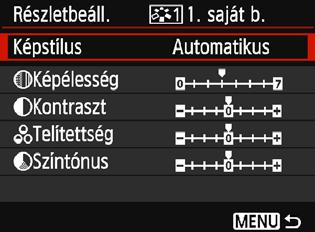 oldal) regisztrált képstílusok paraméterei is módosíthatók a fényképezőgépen. 1 2 Válassza ki a [Képstílus] lehetőséget. Válassza a [z2] lap [Képstílus] menüpontját, majd nyomja meg a<0> gombot.