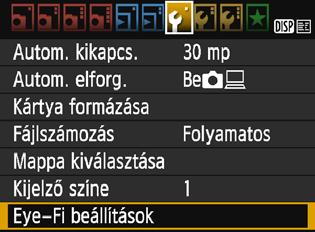 H Eye-Fi kártyák használata A kereskedelmi forgalomban kapható, már beállított Eye-Fi kártyákkal vezeték nélküli LAN-kapcsolaton keresztül automatikusan áttöltheti a rögzített képeket a számítógépre,