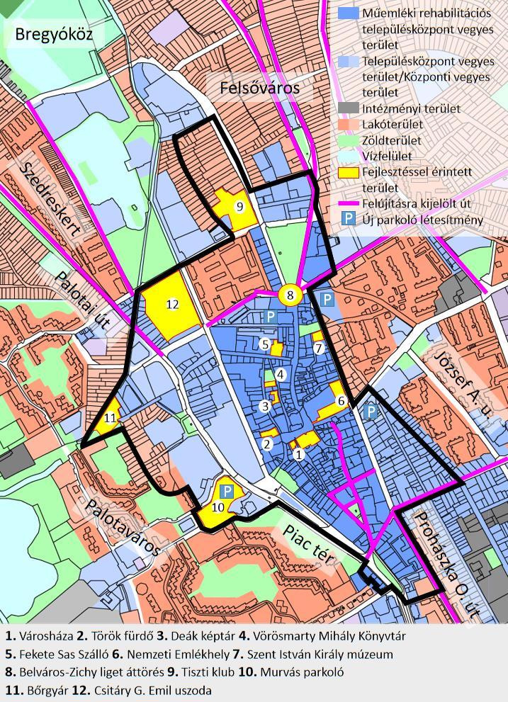 2.4. Akcióterületi projektek bemutatása 2. térkép: Tervezett vitális belváros akcióterületi integrált projekt Székesfehérvár Forrás: Saját szerkesztés 1.