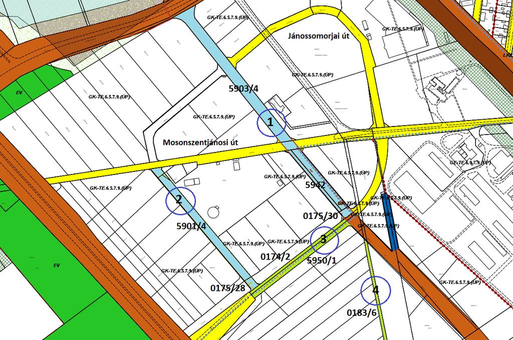 6 Elnevezendők az alábbi helyrajzi számú közterületek: 1. 5903/4 hrsz., 5942 hrsz., 0175/30 hrsz. 2. 5901/4 hrsz., 0175/28 hrsz. 3. 5950/1, 0174/2 hrsz. 4. 0183/6 hrsz. A Munkacsoport 1.