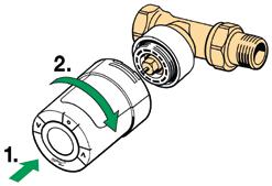 living eco/connect termosztatikus érzékelő felszerelése RA adapter (Danfoss) Imbuszkulcs 2 mm K adapter (M30x1.