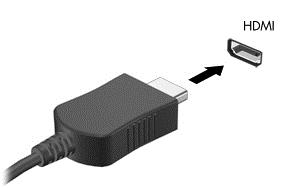 Nagyfelbontású tévékészülék vagy monitor csatlakoztatása a számítógéphez: 1. Csatlakoztassa a HDMI-kábel egyik végét a számítógép HDMI-portjához. 2.