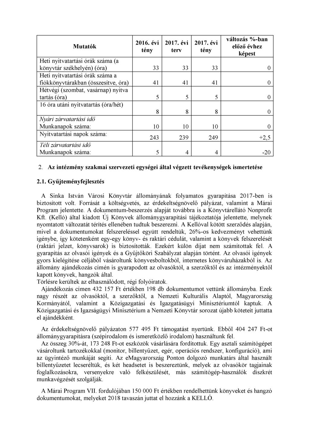 Mutatók 2016. évi tény 2017. évi terv 2017.