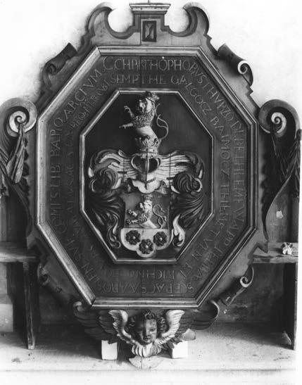 THURZOVCI A ICH HISTORICKÝ VÝZNAM 175 Neznáma dielňa: Scutum spišského župana Krištofa III. ( 1614) Thurza. 1614. (Levoča, Kostol sv. Jakuba, foto Bratislava, Pamiatkový úrad SR) fovi III.