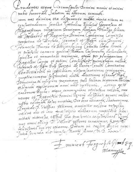 192 Frederik Federmayer List Imricha Forgácha, pozývajúci na svadbu Anny Thurzovej a Juraja Peréniho. 1580.