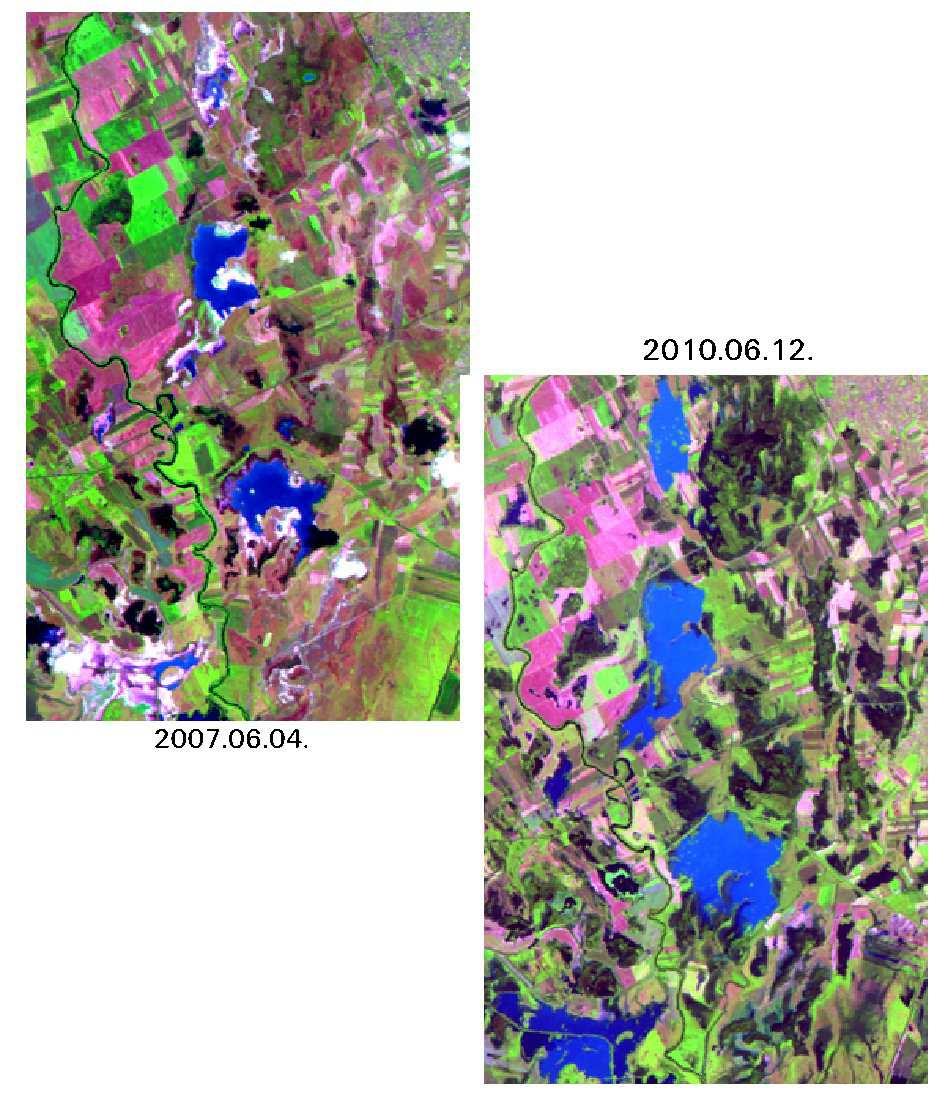 Wetness index: víz mennyisége NDVI: vegetáció