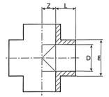 09. PVC NYOMÓCSÔ IDOMOK, SZERELVÉNYEK, CSÖVEK, KELLÉKEK PVC PRESSURE FITTINGS, PIPES, ACCESSORIES ZÁRÓKUPAK / CAPS CORAPLAX Mérettáblázat / Size A B C D CDUGO-20CH C Zárókupak D20 / Cap D20 PN16 25