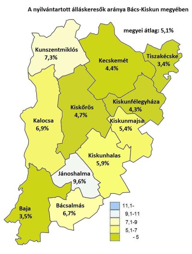 A megyei munkanélküliség jellemzői A nyilvántartott álláskeresők arányának alakulása (a gazdaságilag aktív népesség %-ában) Járás A nyilvántartott álláskeresők aránya, % a/ 2018 2018 2017 június