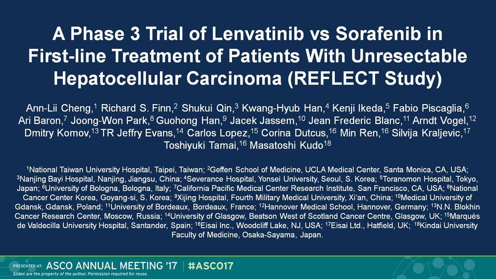 A Phase 3 Trial of Lenvatinib vs Sorafenib in First-line Treatment of Patients With