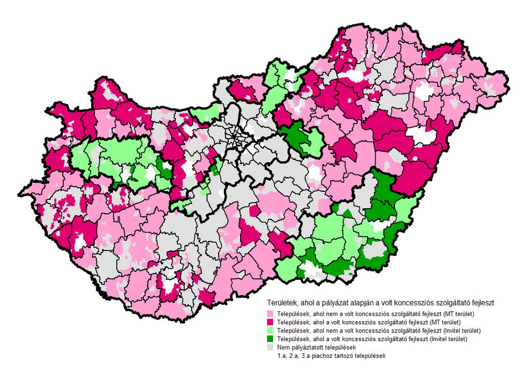 22. ábra: Azon települések, ahol az open access kötelezettség érintettje a jelentős piaci erejű szolgáltató Forrás: NMHH piacelemzési adatbekérés [327] A térképen jól látszik, hogy az open access