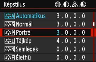 Válassza a [z2] lap [Képstílus] menüpontját, majd nyomja meg a<0> gombot. Megjelenik a képstílusválasztó képernyő. Válasszon egy képstílust.