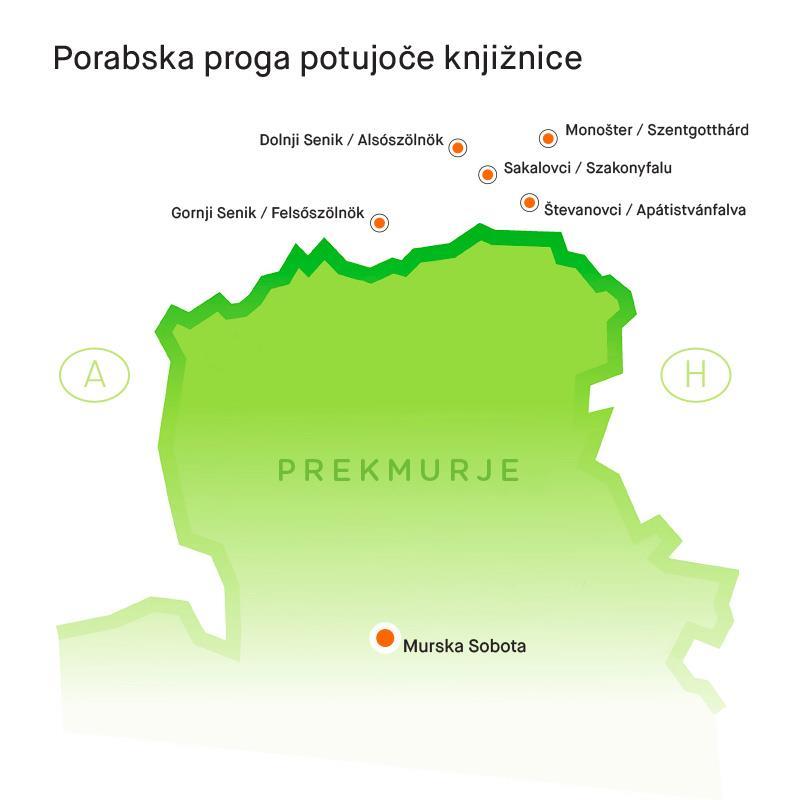 8.6 Program za obmejno območje (Slovence v Porabju) PORABSKA PROGA BIBLIOBUSA Zamejske Slovence na Madžarskem je bibliobus tudi v letu 2016 obiskal dvakrat mesečno na petih izposojevališčih, in sicer