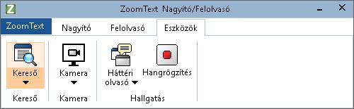 208 Az Eszközök eszköztárfül Az Eszközök eszköztárfülön található gombokkal lehet a ZoomText különböző eszközeit és funkcióit elindítani.