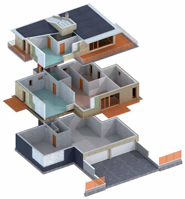 SILKA ÉPÍTÉSI RENDSZER ELEMEI Silka-HM 200 NF+GT teherhordó, hanggátló térelhatároló falazó elem Silka-VB 30 burkoló elem