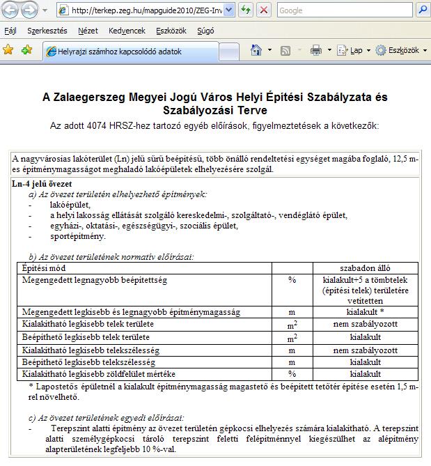 előírások Szabályozási elemek Fiktív földrészletek www.heszir.