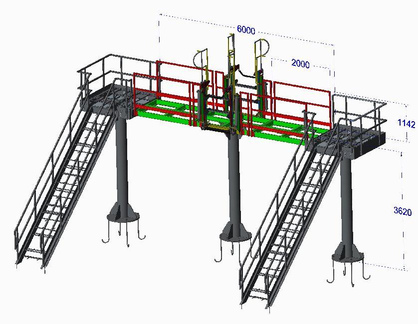 Töltő lefejtő állomások építő elemei pódium rendszerek modulokból felépítve billenő lépcsők védő