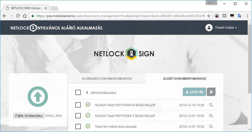 4.7 Dokumentum aláírás-ellenőrzése A NETLOCK SIGN rendszer beépített aláírásellenőrzés funkcióval is rendelkezik.