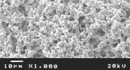 ábra: Szinterezett nikkelmembrán elektronmikroszkópos képe A szinterezett kerámiahasábokat (4.