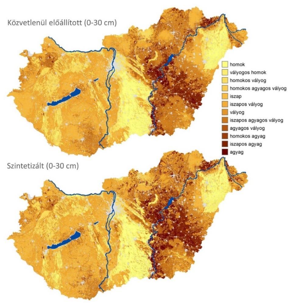 esetében az eltérések a nullához képest szimmetrikusak, mindkét irányban 35 % körüli értékkel, az agyag esetében azonban a különbségek a negatív irányba tolódnak el.